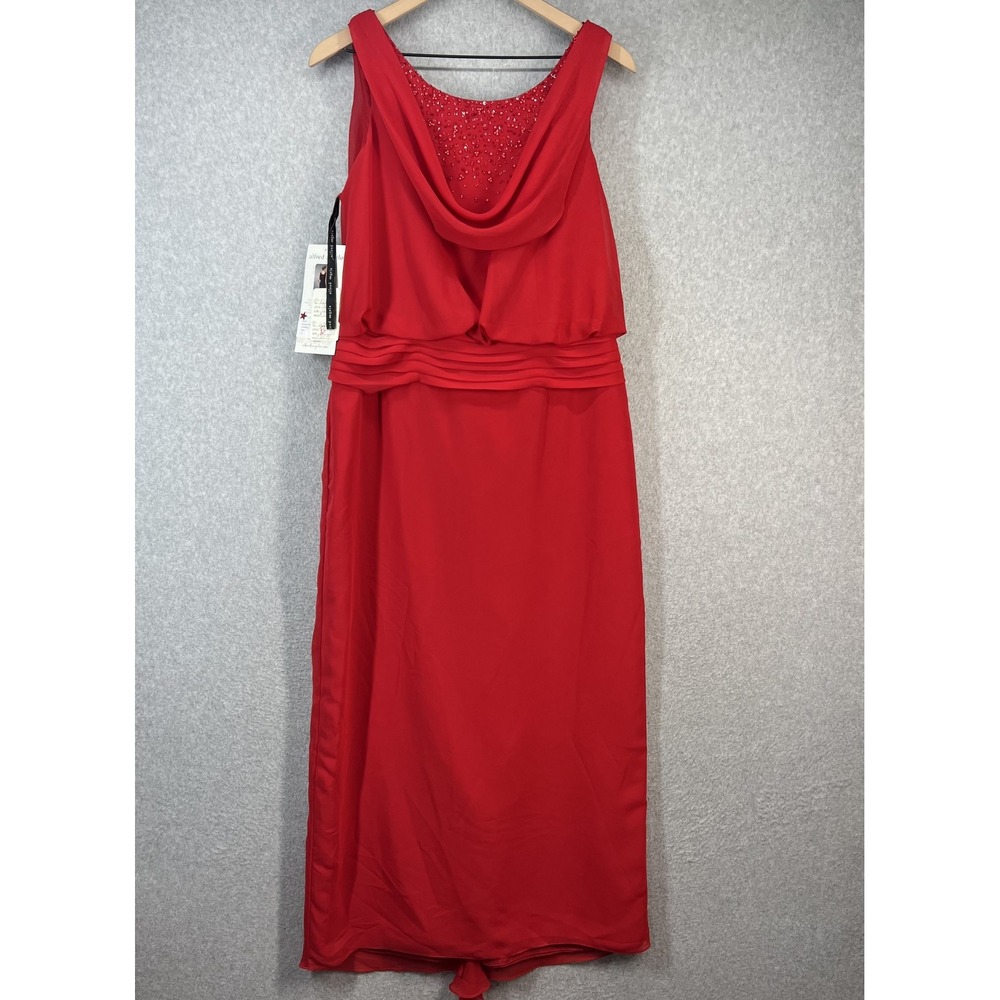 Alfred Angelo 9015 Cherry Red Beaded Cowl Neck Formal Gown‎ Dress NWT 12